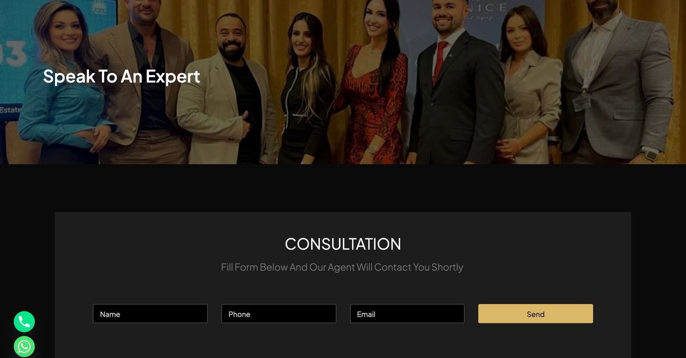 The Speak to an expert consultation page