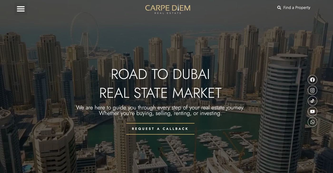 The Carpe Diem homepage, live: road to the Dubai property market