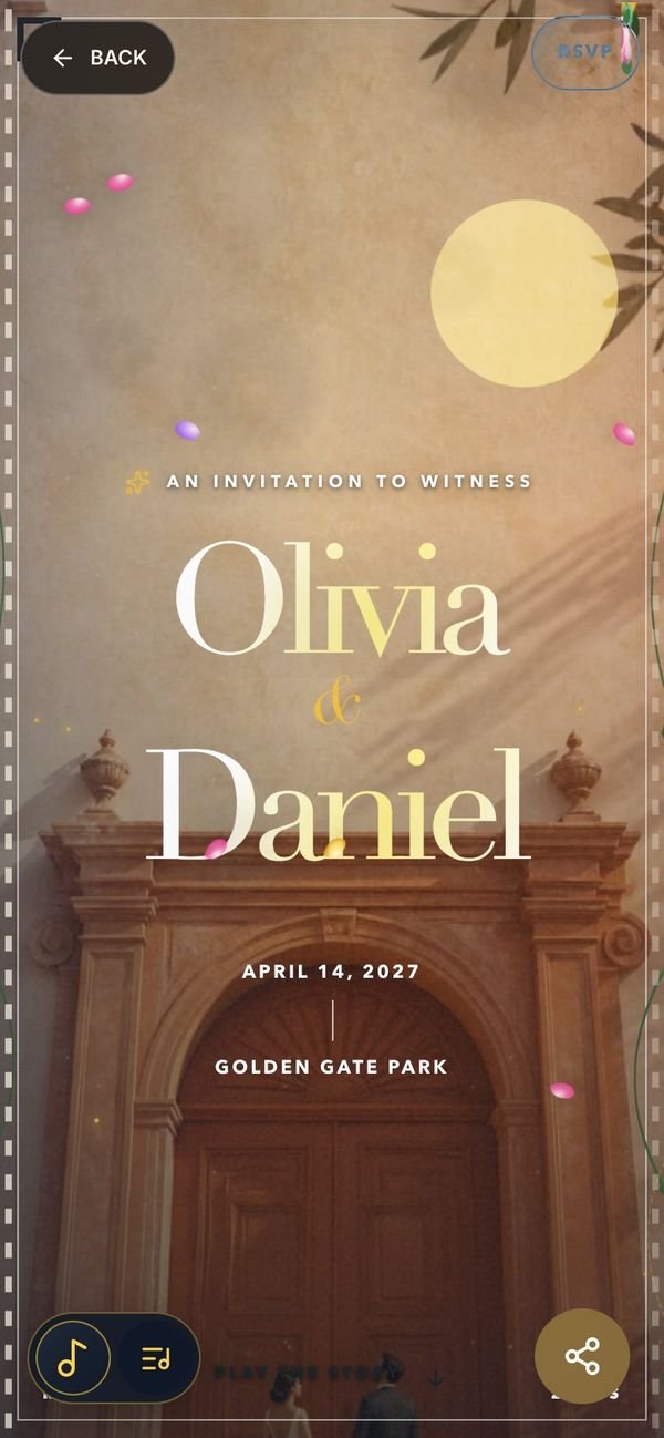 A live invitation, as guests see it